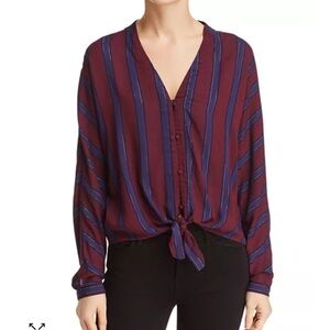 Rails Sloane Striped Tie-Front Top Large